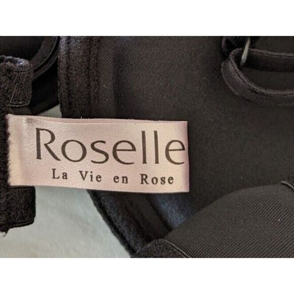 Roselle La Vie en Rose Bra Black Velour Underwired 38D - Picture 7 of 7